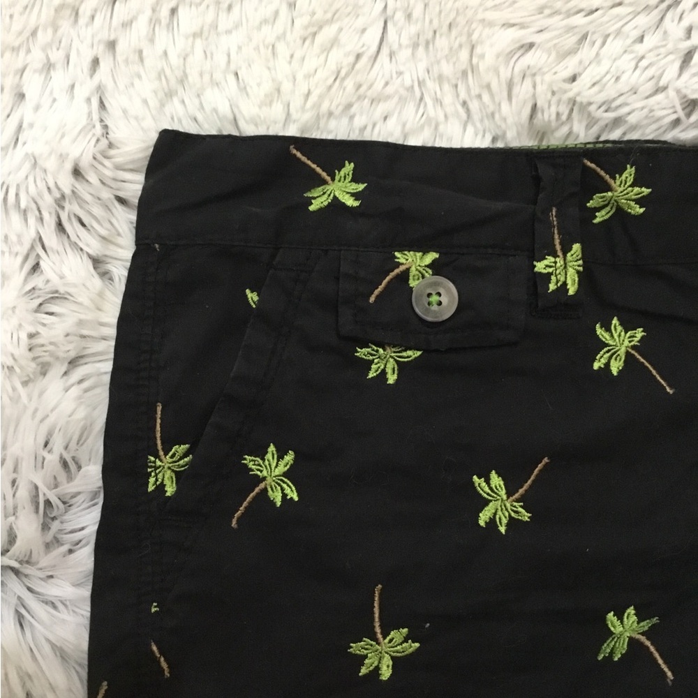 Aeropostale palm tree theme short shorts Woman’s size 3/4 black green tan - Picture 7 of 11